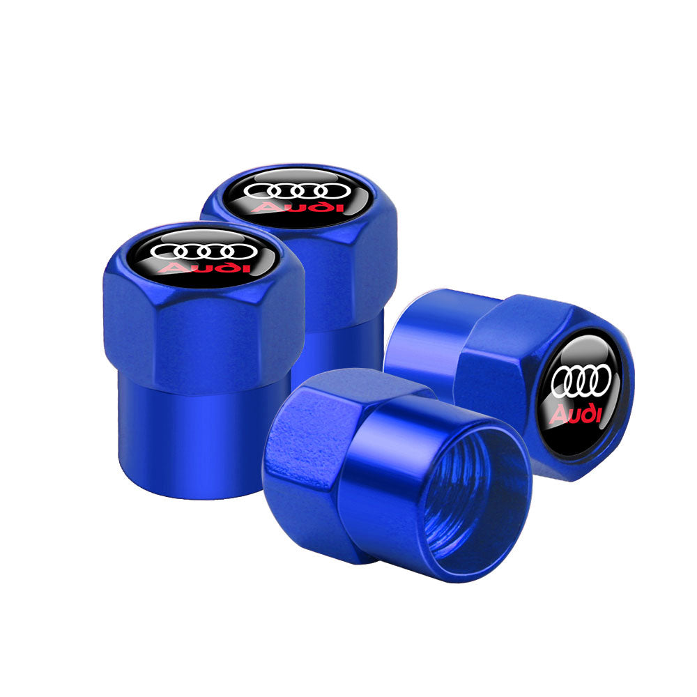 Audi Dust Caps Blue SET OF 4 Pcs