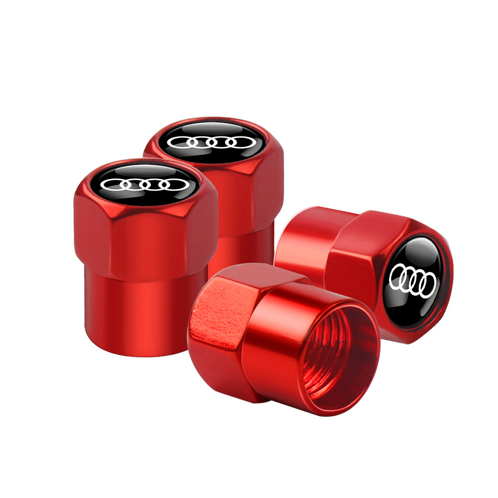 Audi Dust Caps Red SET OF 4 Pcs