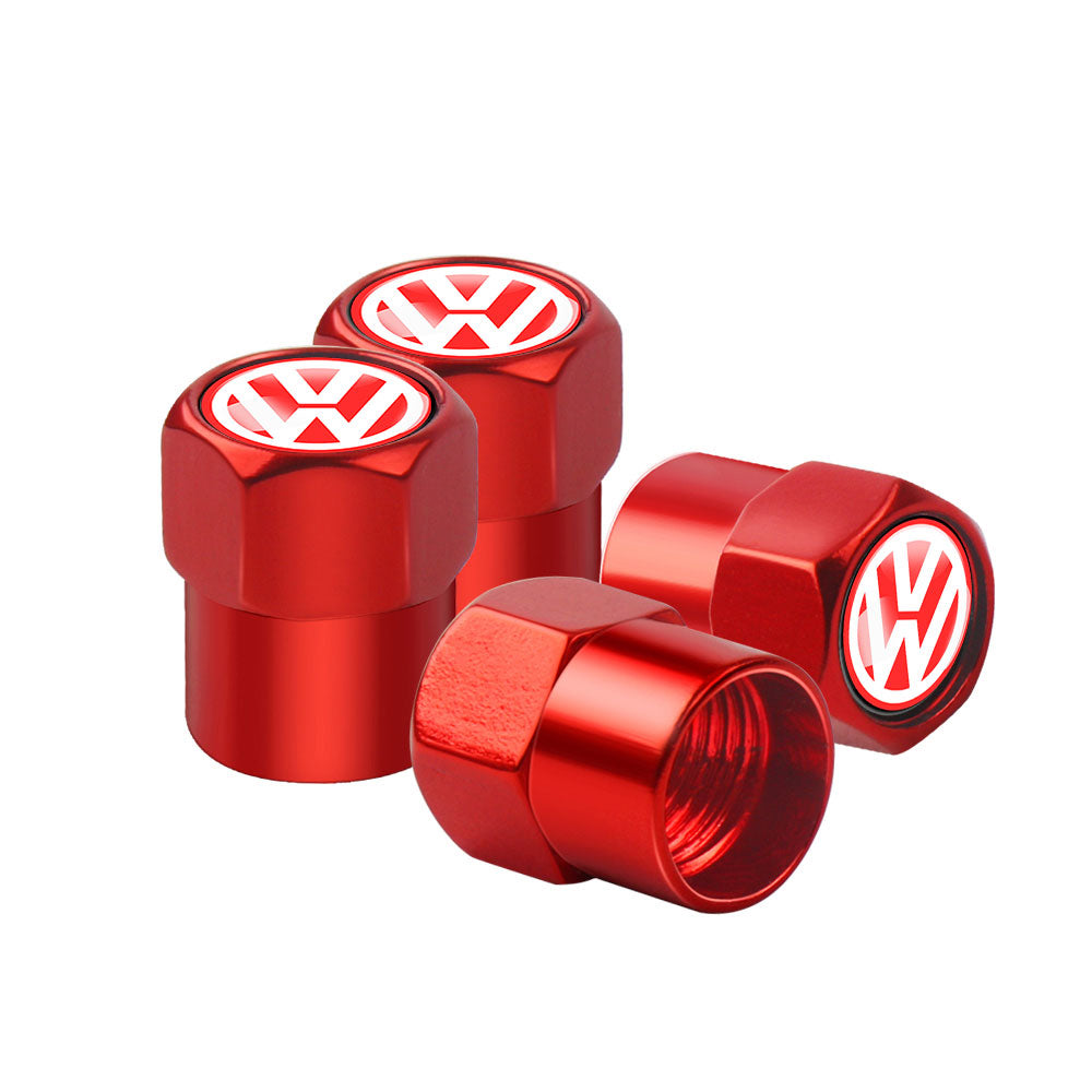 VW Dust Caps Red Set of 4 valve caps