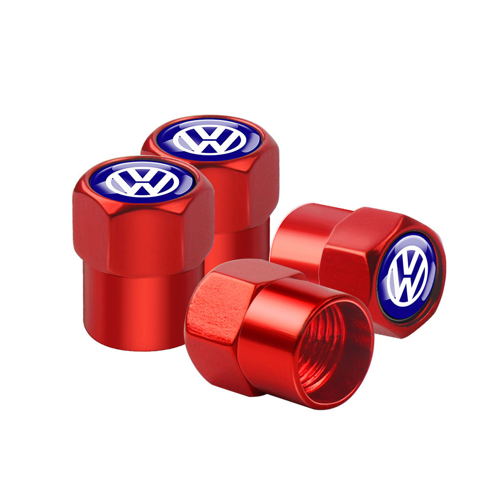 VW Dust Caps Red Set of 4 valve caps