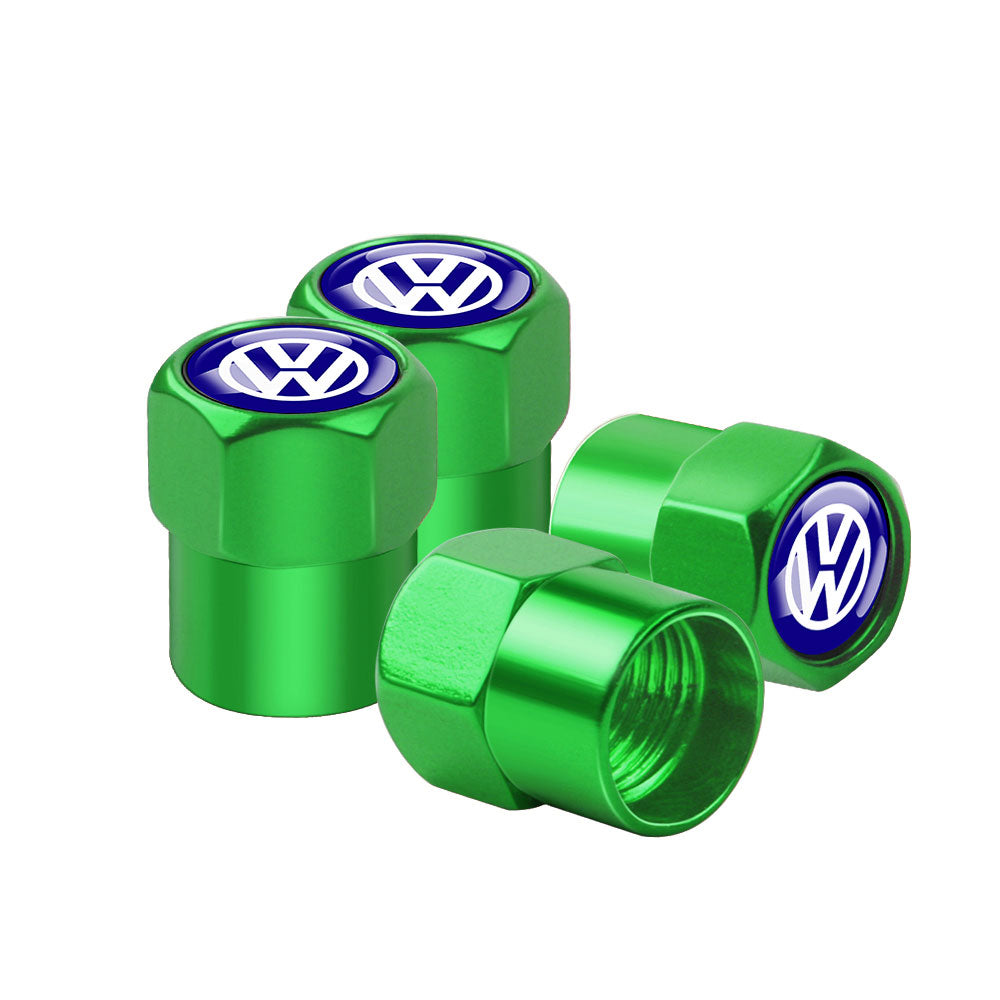 VW Dust Caps green Set of 4 valve caps