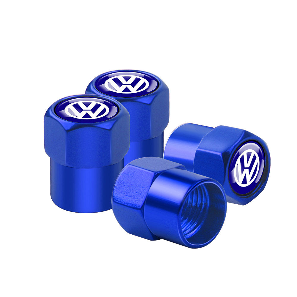 VW Dust Caps Blue Set of 4 valve caps