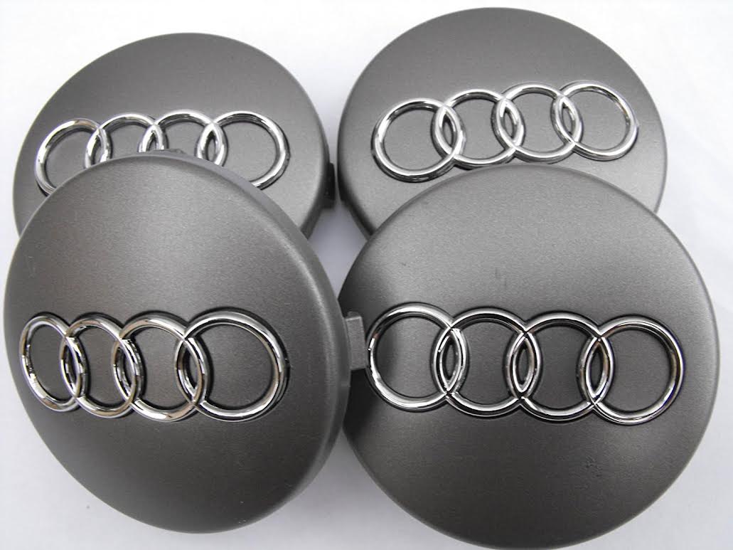 Audi Centre Caps 60mm Black/Grey 4Pcs