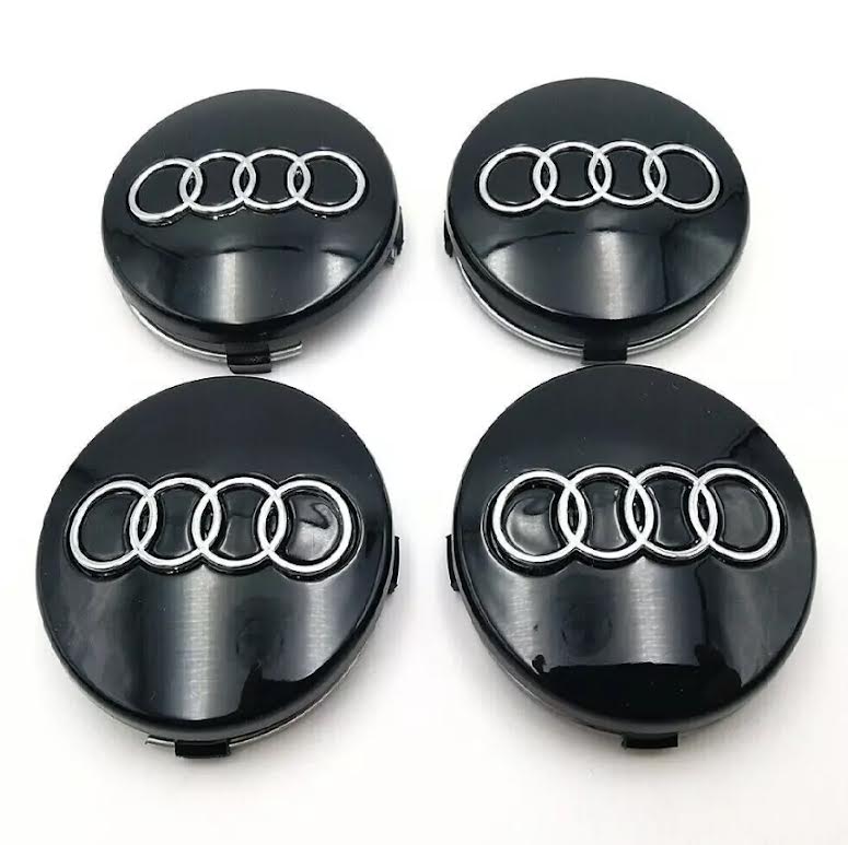 Audi Centre Caps 60mm Black/Grey 4Pcs