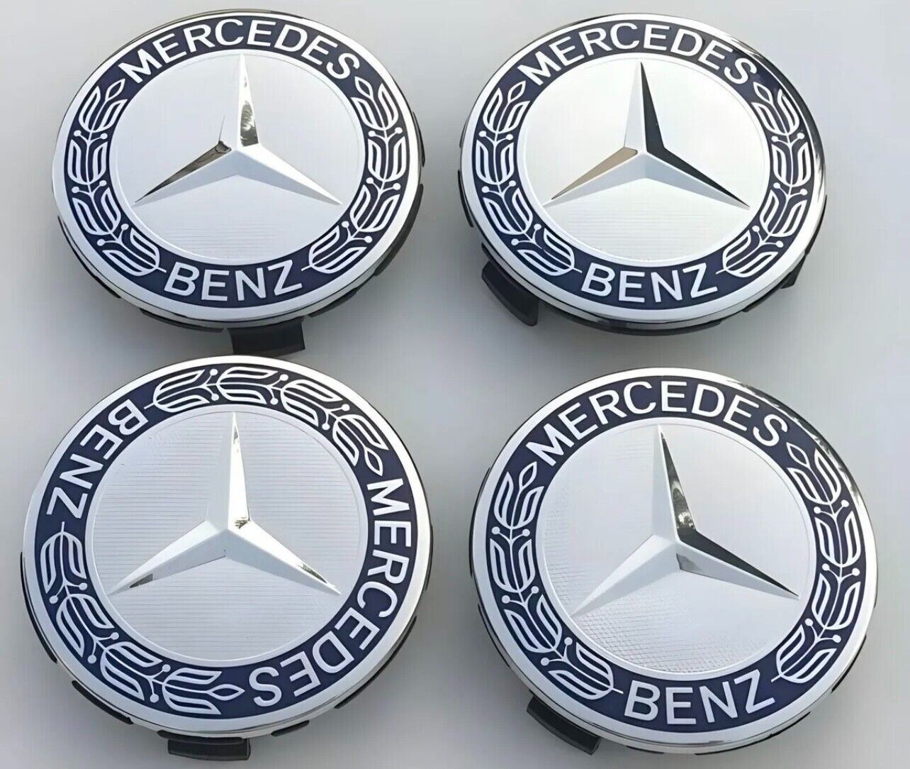 4x Blue Mercedes Benz Alloy Wheel Centre Caps 75mm Badges Hub Emblem – Fits All