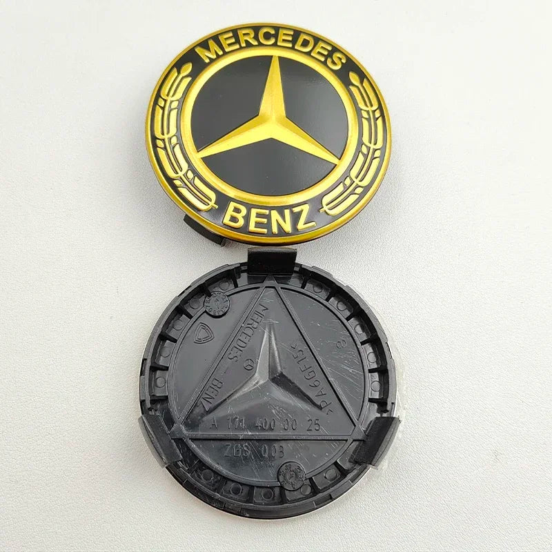 Mercedes Wheel Center Caps 75mm Gold Emblem 4Pcs