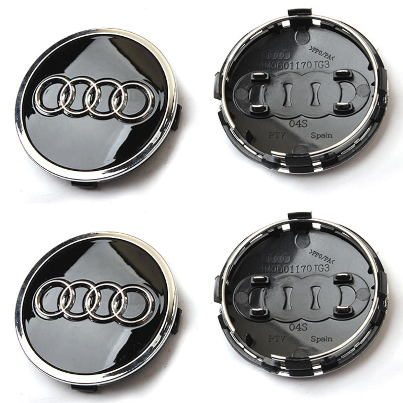 Audi Wheel Center Caps 61mm Black/Grey 4Pcs