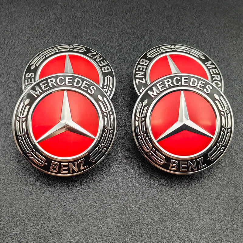 Mercedes Center Wheel Caps Benz 75mm Red Wheel Centre Caps