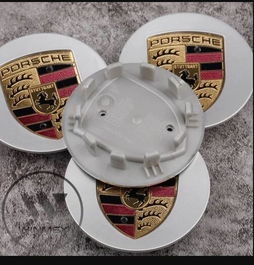 Porsche Wheel Centre Caps – 75mm – Silver 4 PCS