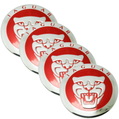Jaguar 59mm Red Alloy Wheel Centre Caps X I F E
