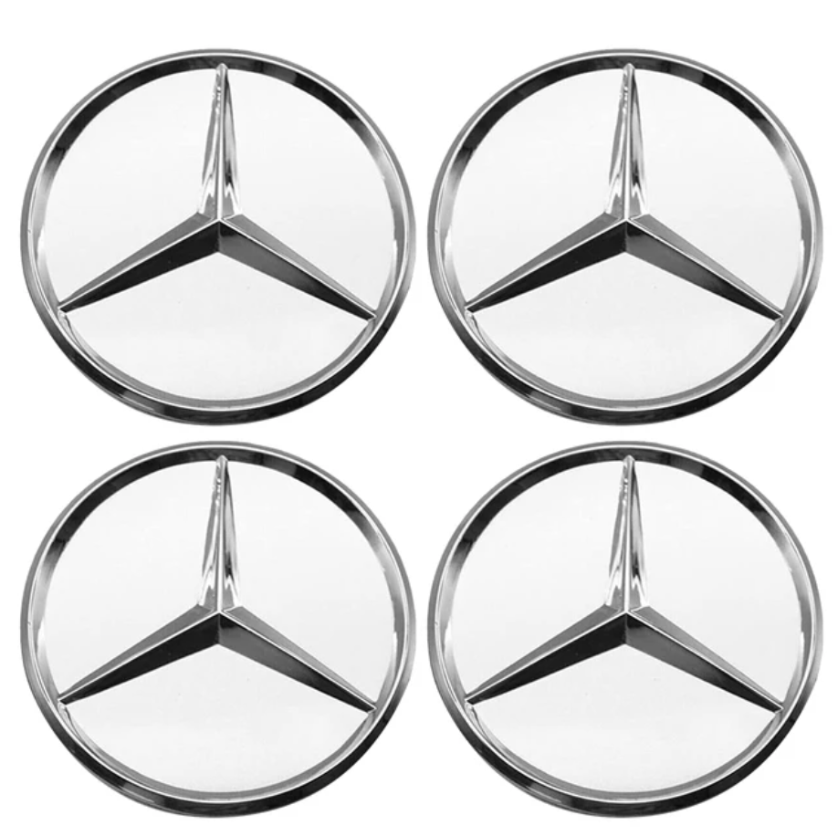 Mercedes 75mm Silver Alloy Wheel Centre Caps A B C E G V S AMG GT Maybach GL CL SL Class