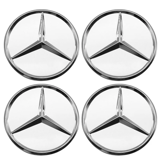 Mercedes 75mm Silver Alloy Wheel Centre Caps A B C E G V S AMG GT Maybach GL CL SL Class