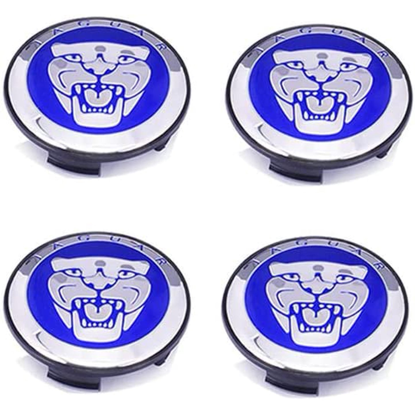 Jaguar wheel Caps 59mm Blue X, I, F, E series 4Pcs