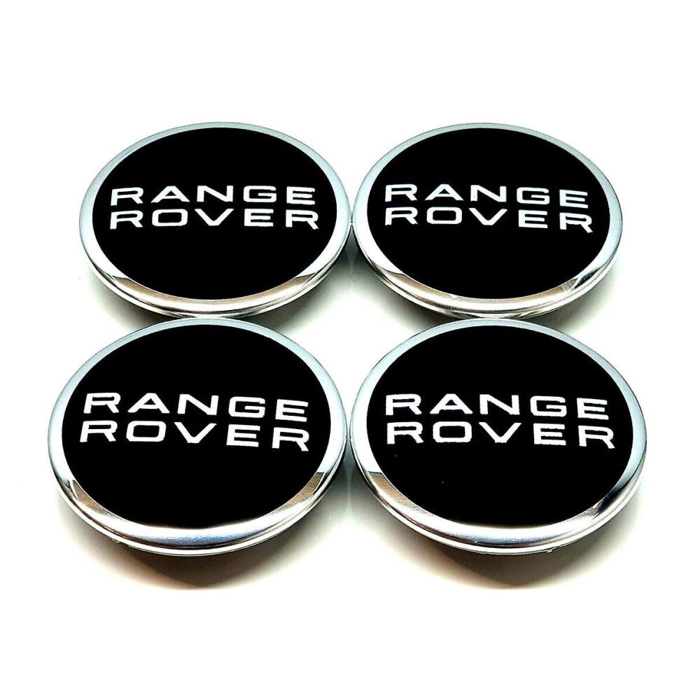 Range Rover 62mm Black Chrome Wheel Centre Caps Classic Sport Evoque Velar