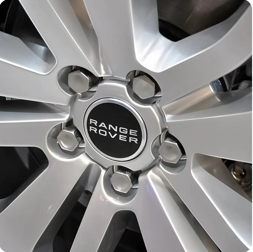 Range Rover 62mm Black Chrome Wheel Centre Caps Classic Sport Evoque Velar